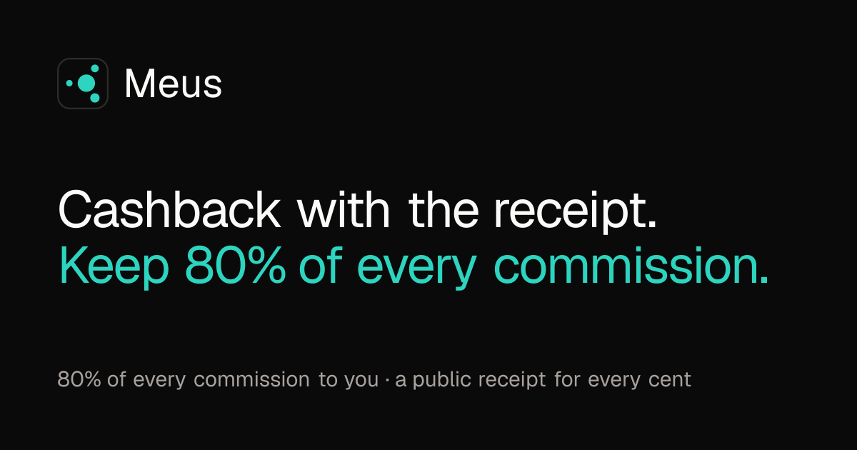 I built a cashback service that publishes a receipt for every commission it earns